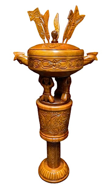 Wooden Carved batea With Stand For Shango