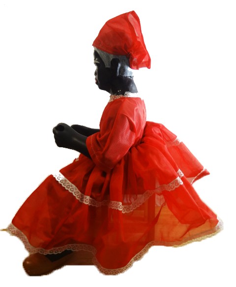 Francisca 21"H x 15"  Ceramic dress in Red with wooden chair