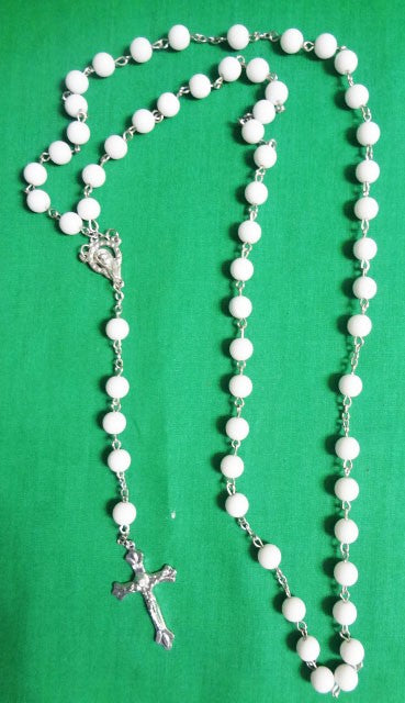 Large Plastic Rosary - 22"-24" White