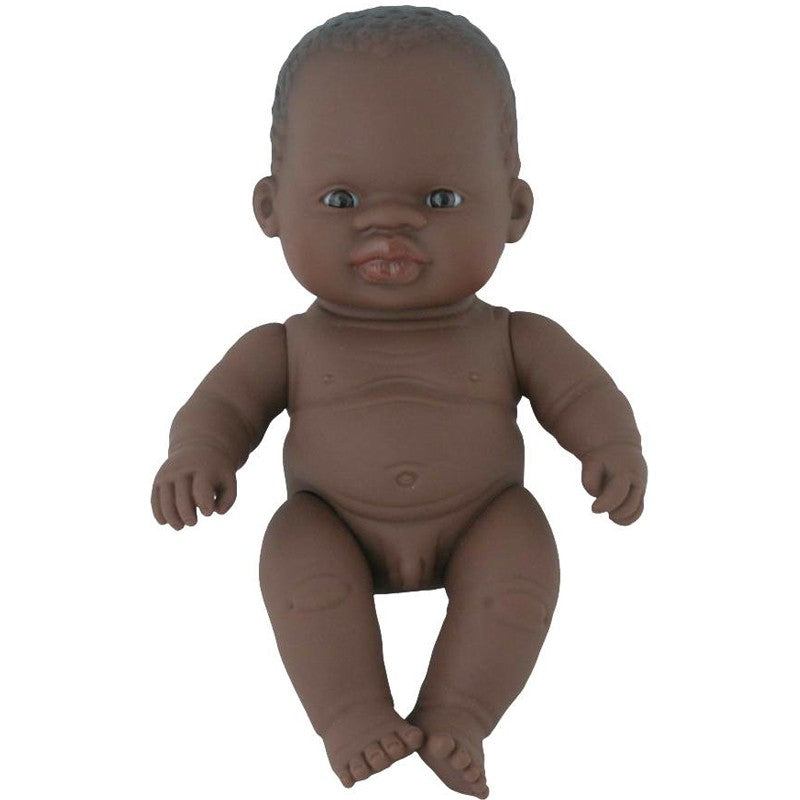 Muñeco bebé negro de 20 cm de altura con pene