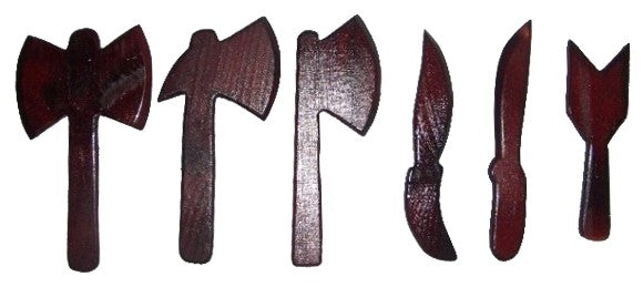 Dark Varnished Wooden Shango Tools 6 pieces