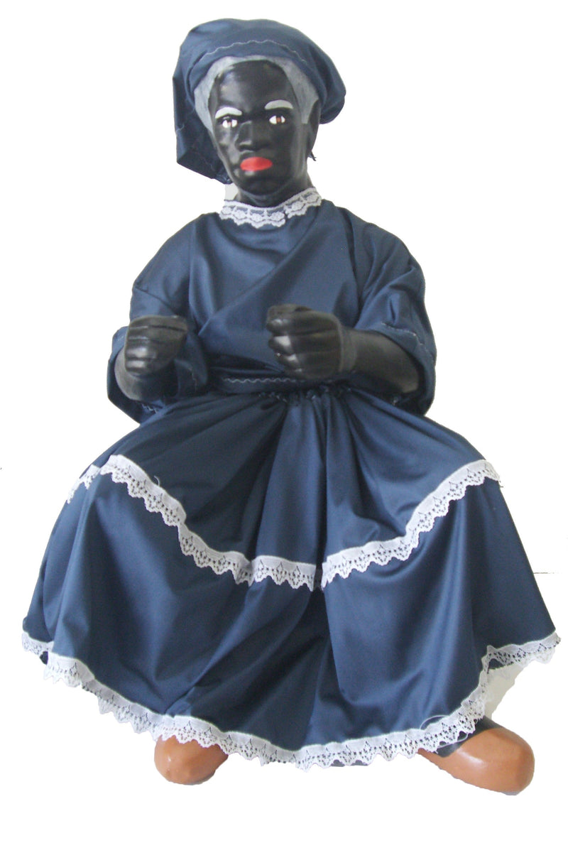 Francisca 24" Ceramic dress in Dark Blue with wooden chair