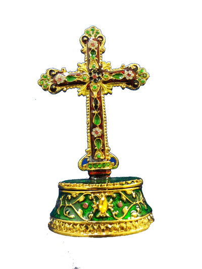 Green Crucifix With Open Base 4.5"H  3''W