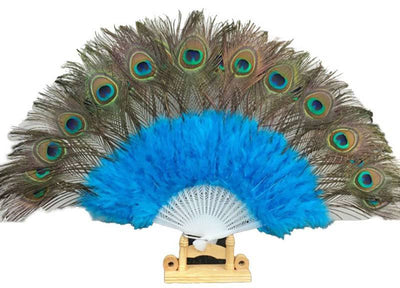 Peacock Feather Fan Blue Yemaya