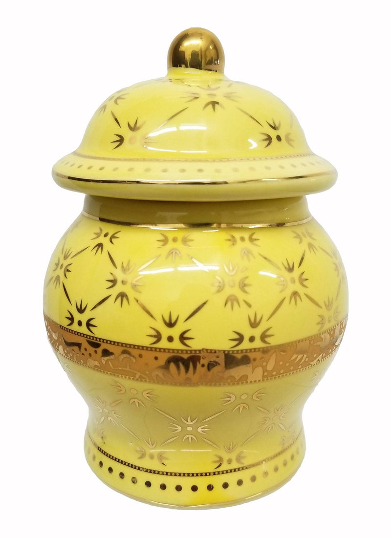 Small Yellow Jar with Golden Band 6"x4"