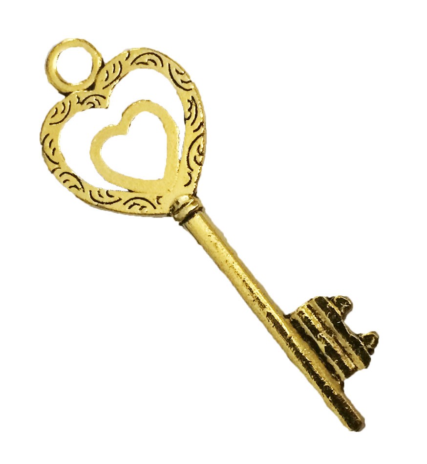 Metal Golden Love Key 1.96 Inch L (One Piece)