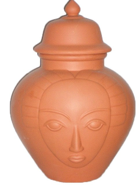 Large Clay Potiche for Olokun With Face  12 W x 18H