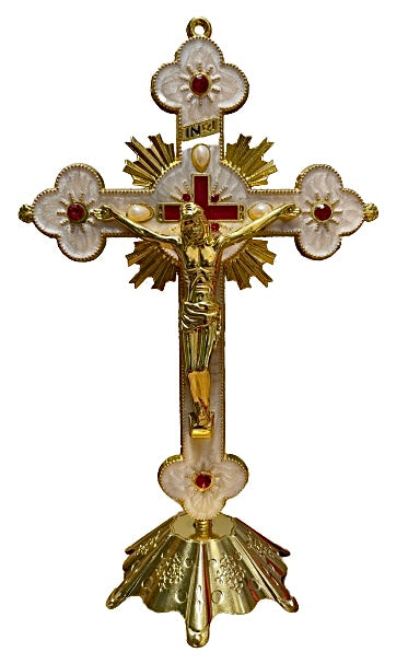 Golden Crucifix With Base 12"