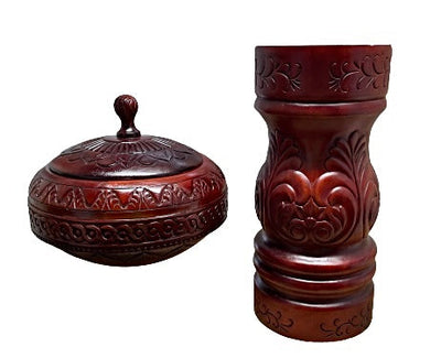 Wooden Carved Basin And Pylon 3 Ft Combo For Shango