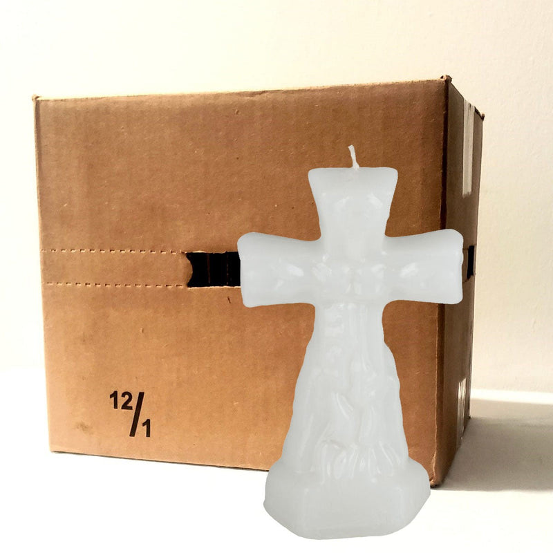 Crucifix Candle White
